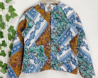 Assortiment de vestes en patchwork de coton pour femme, veste courtepointe ethnique bohème faite main, vêtements d'extérieur durables artisanaux vintage