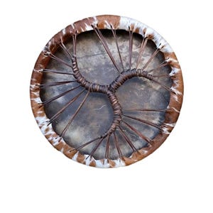 Handmade Shamanic Frame Drum – Deep Tone Buffalo Hide Drum – 12 to 18 Inch Native Style Ritual Drum – Meditation Sound Healing Instrument