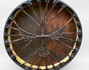 Handmade Buffalo Hide Shamanic Drum – Deep Tone Native Style Meditation Ritual (12–18 Inch)