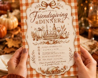 Friendsgiving Invitation, Friendsgiving Dinner Invite, Thanksgiving Friends Party, Fall Dinner Party, Autumn Gathering