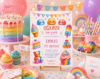 Plantilla de Canva para invitación de cumpleaños sensorial / Invitación editable para fiestas de cumpleaños infantiles / Invitación de cumpleaños sensorial / Descarga digital imprimible