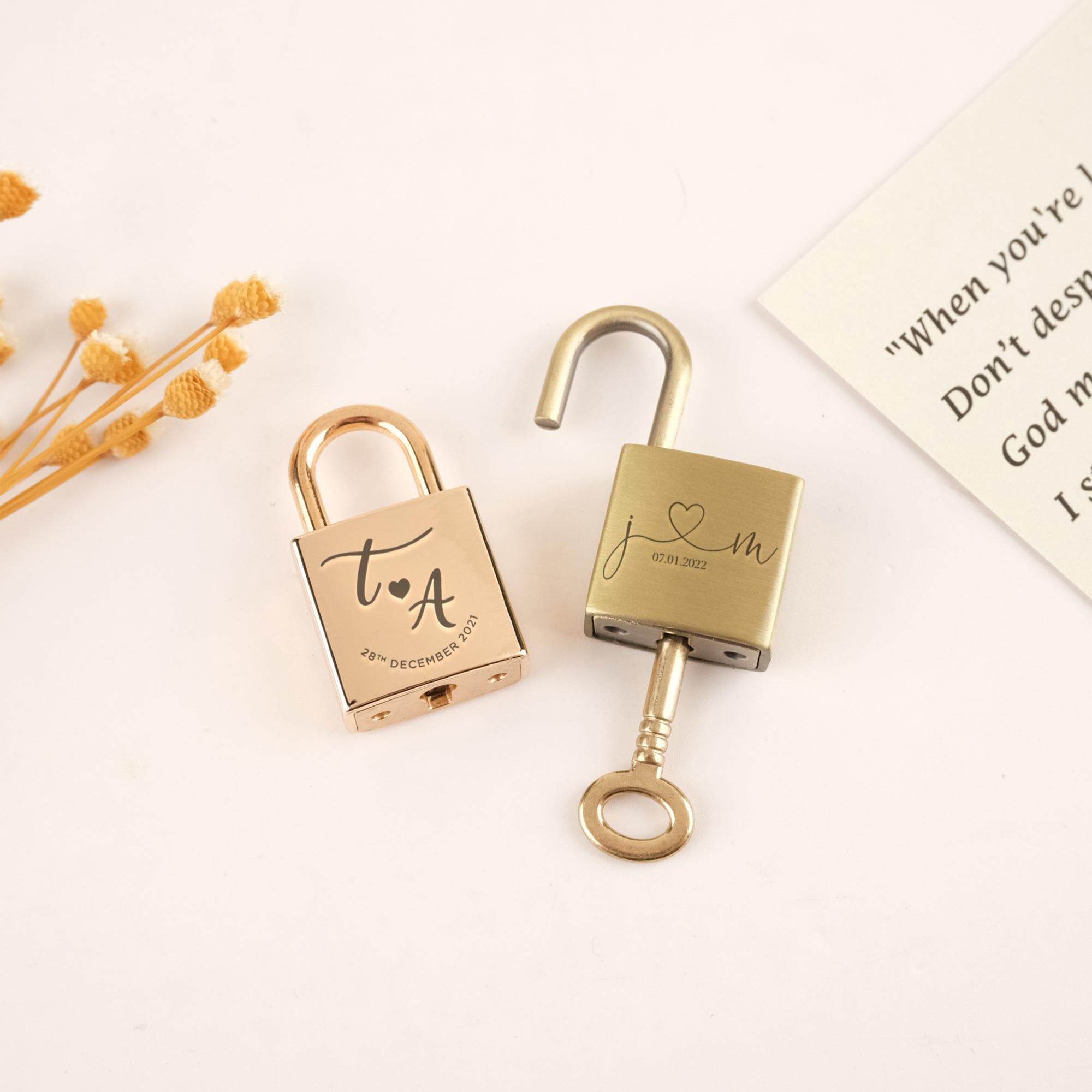 Customised Lock Personalized Love Lock With Key – Custom Couple Padlock for Wedding ...
