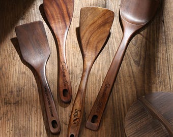 TB® The Chef's | Walnuss Kochbesteck Set aus Holz | Küchenutensilien handgemacht | Wooden Utensil Set | Nachhaltiges Kochlöffel Set