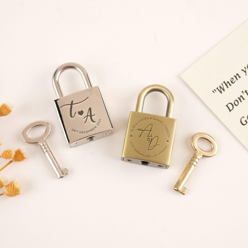 Customised Lock Personalized Love Lock With Key – Custom Couple Padlock for Wedding ...