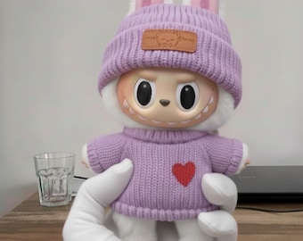 Labubu 17cm Doll Clothing – Cozy Wool Outfit – Handmade Accessories (No Doll Included)