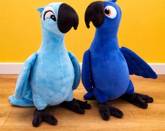 Pluszowa zabawka Rio Blue Macaw 30 cm, słodka papuga, miękka pluszowa zabawka w kształcie ptaka, lalka Tropical Macaw, prezent dla dzieci inspirowany kreskówką, dekoracja do pokoju dziecięcego