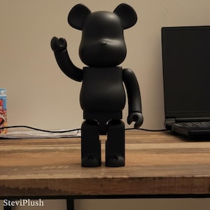 400% Bearbrick Black Vinyl Figure – 28cm Hand-Painted Graffiti Bear Sculpture for Kids & Collectors