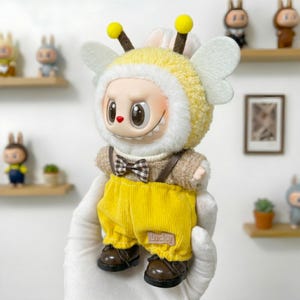 Labubu Puppen Kleidung Set 15-17 cm - Gelbe Kleidung mit Schuhen Bild 4