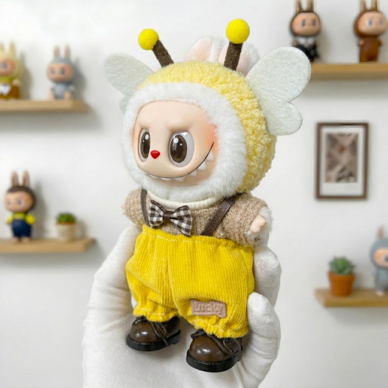 Labubu Puppen Kleidung Set 15-17 cm - Gelbe Kleidung mit Schuhen Bild 4