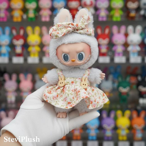 labubu dressed in designer Designer Labubu Outfit Handmade Clothes & Pendant for 15-17cm Plush (NO DOLL INCLUDED)