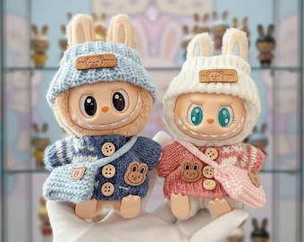 Labubu Puppenkleidung - Outfit mit Mütze, Schal & Tasche (15-17 cm)