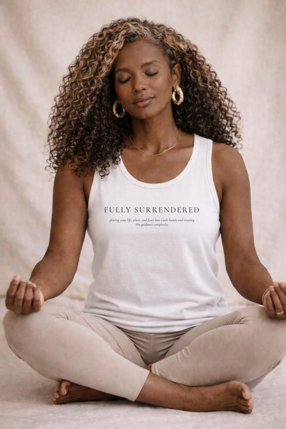 Fully Surrendered- Faith Version -Slim Fit Racerback- Lightweight Athletic Tank -Christian inspirational , minimalist design, encouragement