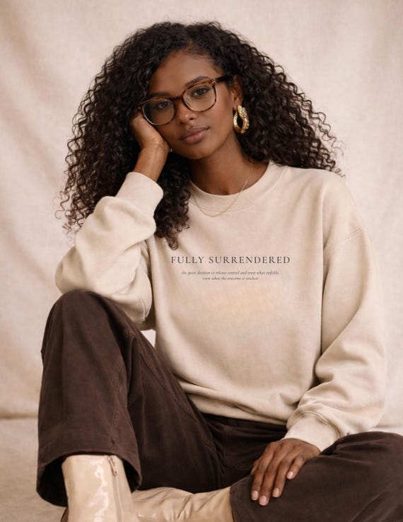 Fully Surrendered -Faith Version Sweatshirt, Christian minimalist apparel, surrender to God shirt, comforting, and religious encouragement