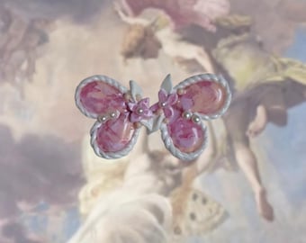 Pendientes Colección PinkFairy mariposas blanco y rosa