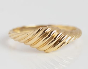 Twisted Rope Gold Plated Sterling Silver Ring, Minimalist Stackable Band