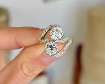 Moissanite Toi et Moi Ring | 925 Sterling Silver Open Wrap Statement Ring