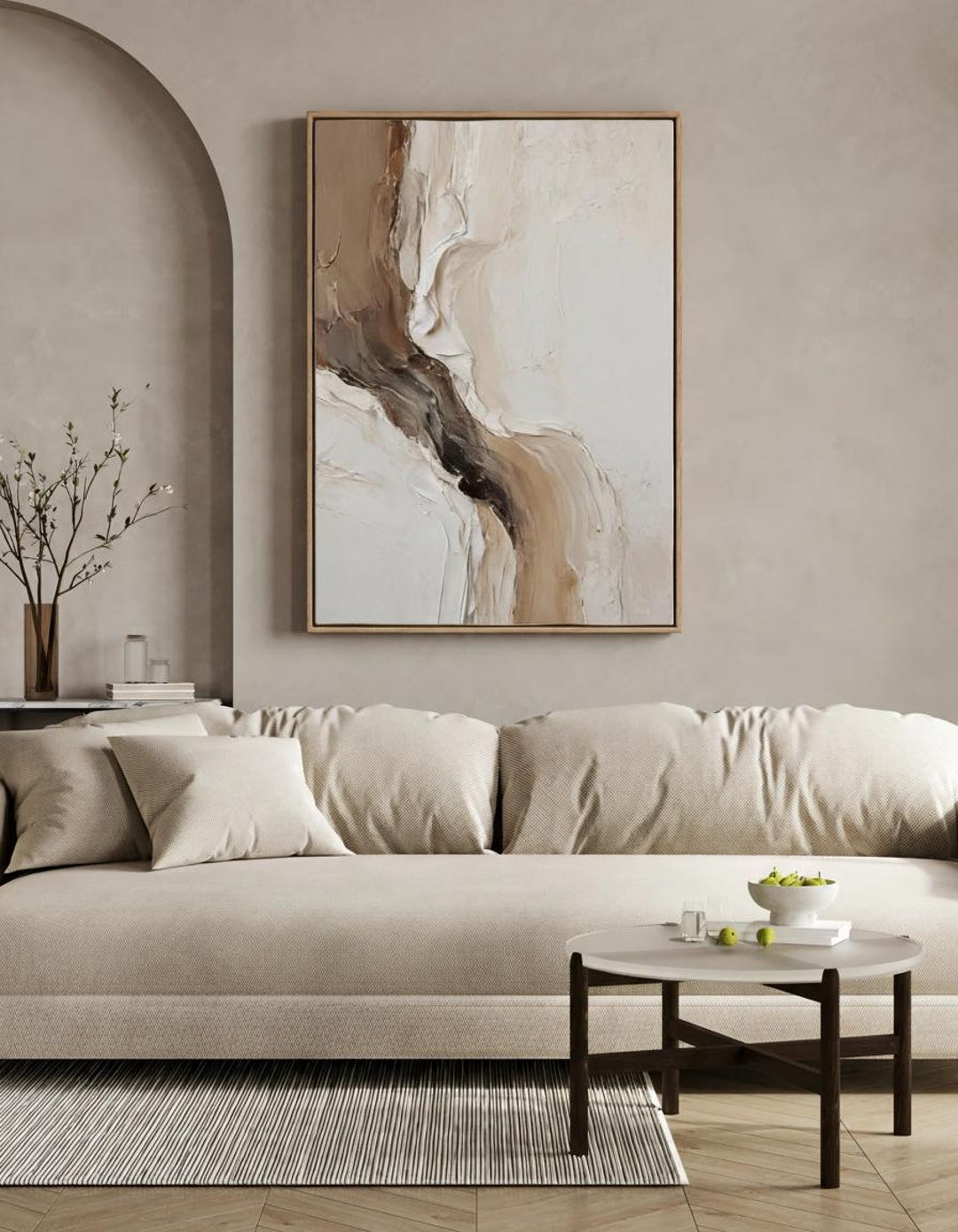 Neutral Abstract Wall Art Print | Minimalist Beige Modern Art | Calm ...