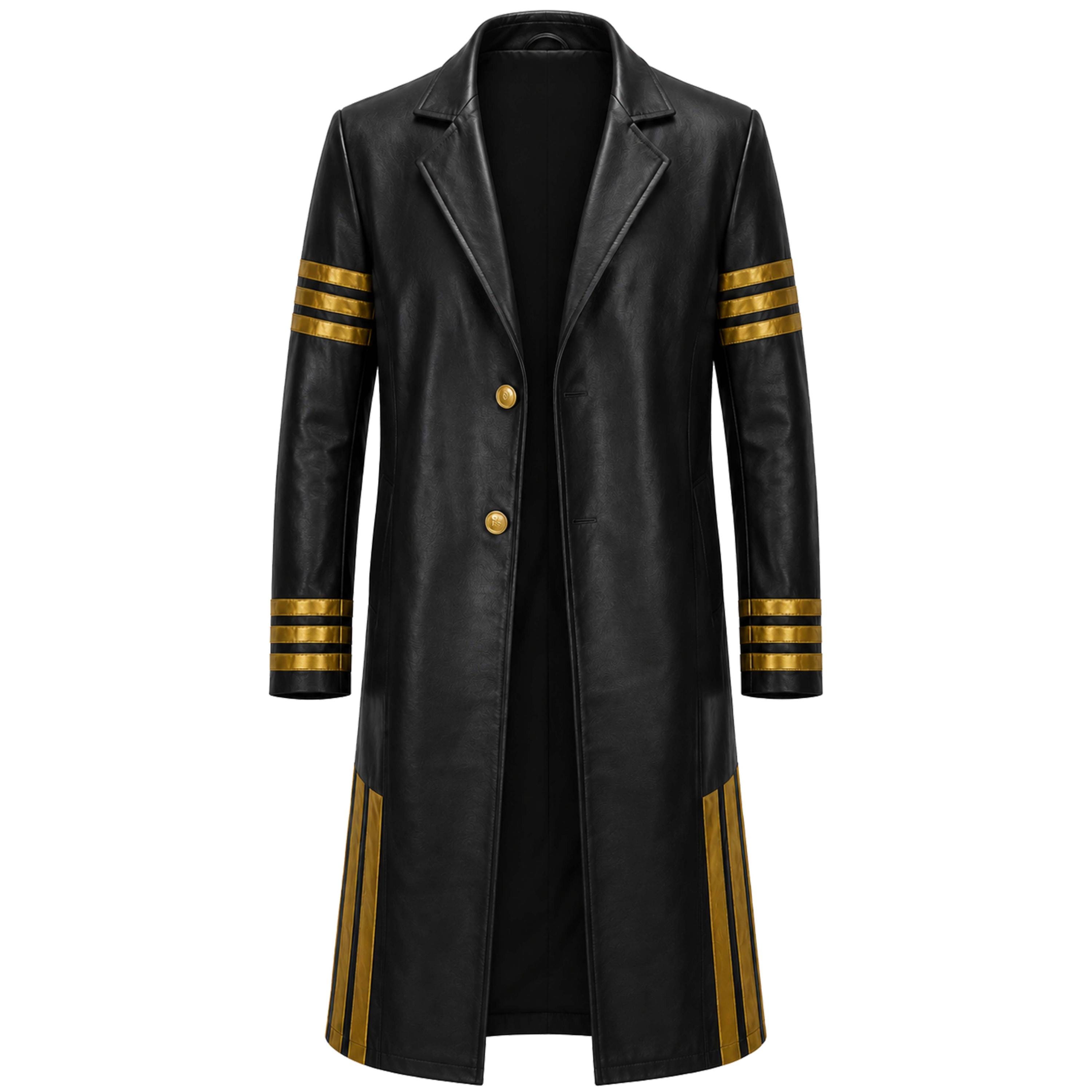 Nippon Sangoku Inspired Leather Coat Manga Inspired Long Trench