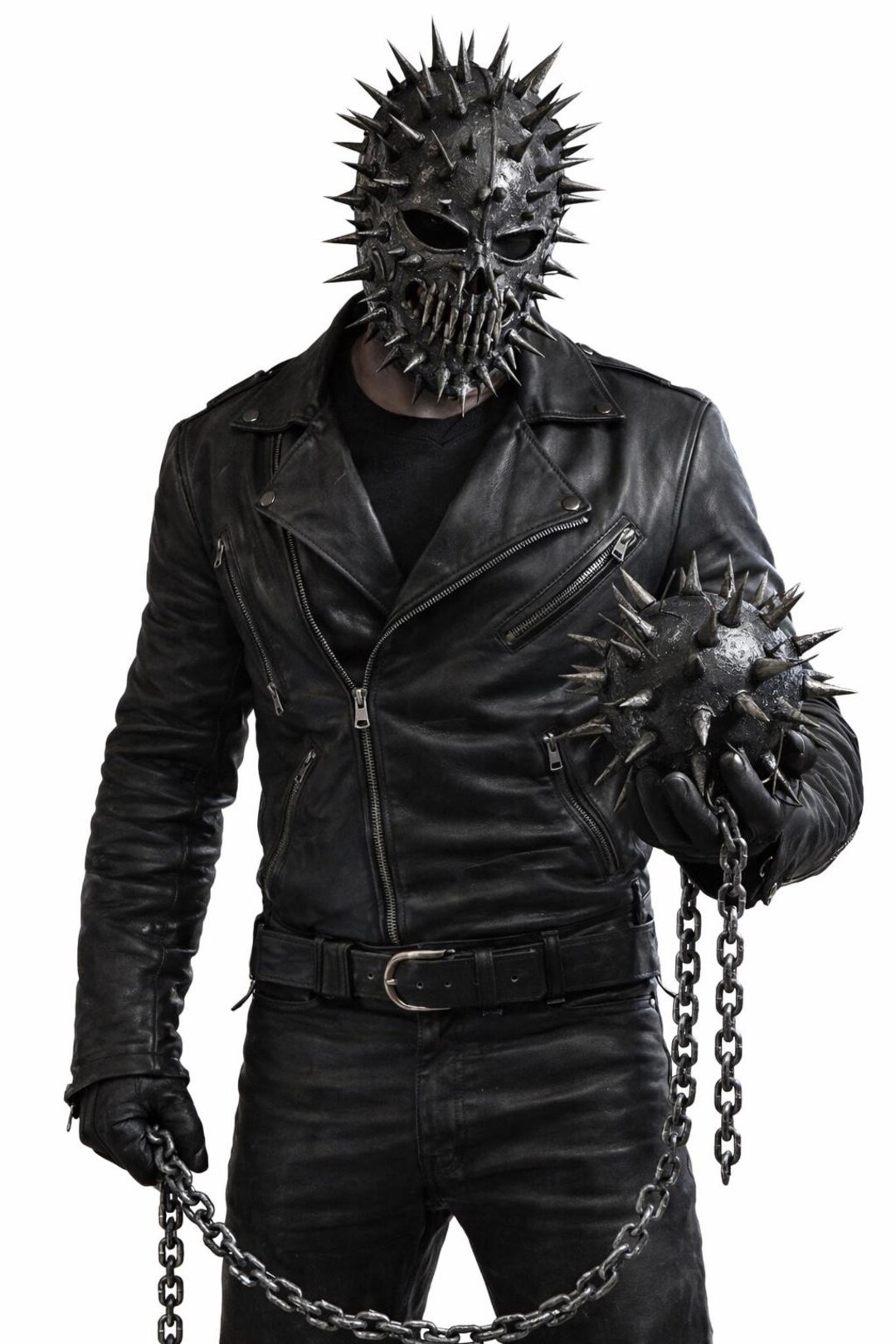 Ghost Rider Jacker Ghost Rider Black Leather Jacket With Silver Zippers Ragged Look ...