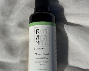 Green Gold Overnight Facial Oil – Intensive Herbal Serum, Botanical Night Oil for Radiant, Sensitive & Acne-Prone Skin