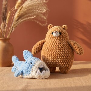 Bear With Shark Hat Crochet Pattern PDF Amigurumi Tutorial Instant Download