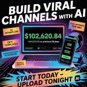 AIでバイラルYouTubeチャンネルを構築 | 100% dfyテンプレート、自動化ワークフロー、PLR MRR、撮影や編集は不要でオンラインで収益を稼ぎましょう