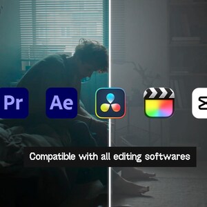 Puede incluir: Imagen con los logotipos de software de edici&oacute;n de v&iacute;deo: Adobe Premiere Pro, Adobe After Effects, DaVinci Resolve, Final Cut Pro y CapCut. Tambi&eacute;n aparece el texto "Compatible con todos los software de edici&oacute;n".
