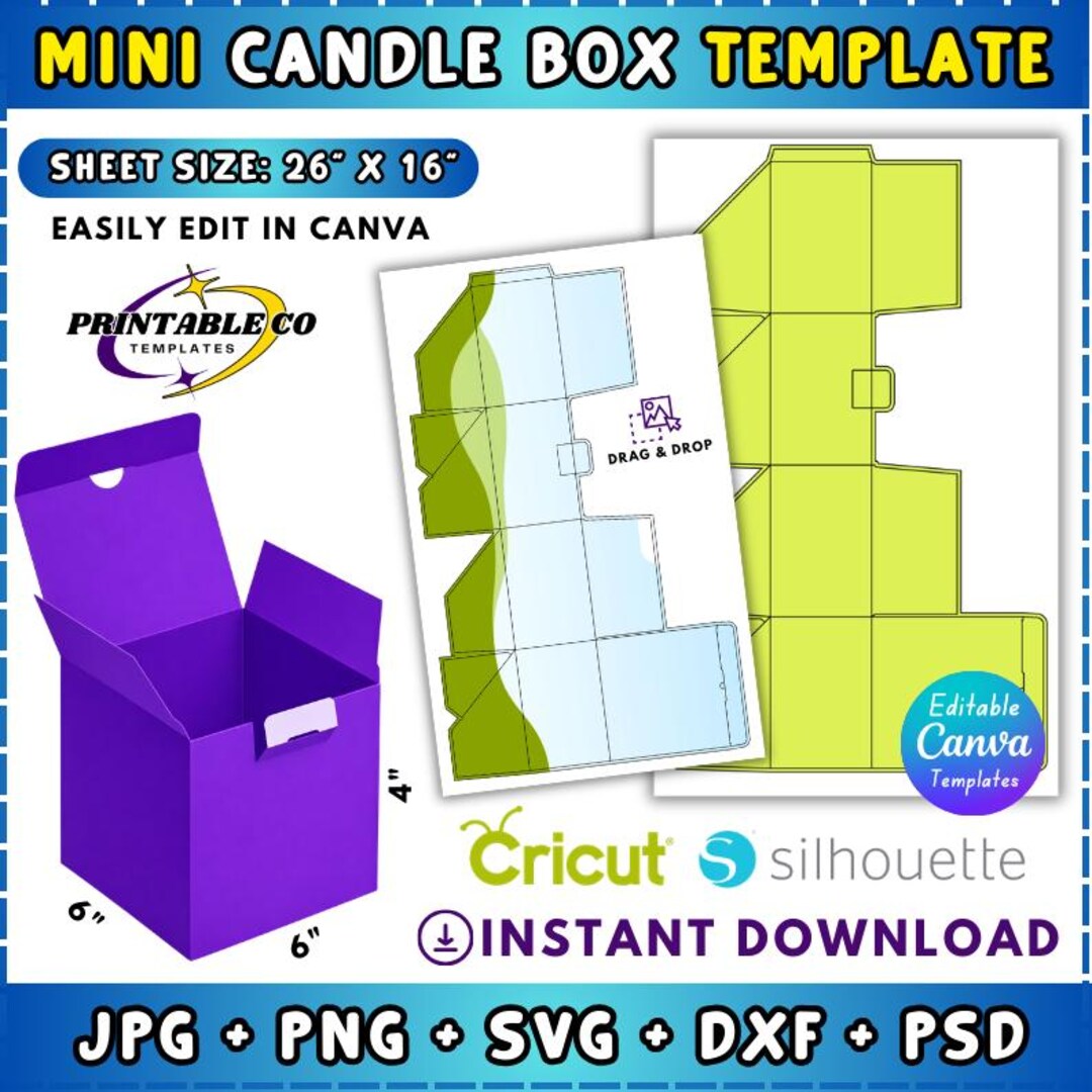Candle Box Template, Mini Candle Box Template, Candle Box Holder, DIY ...