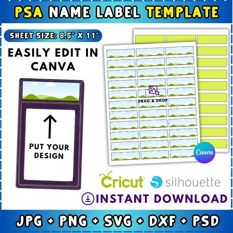 PSA Name Label Template, Canva Editable Name Label Template, School ...