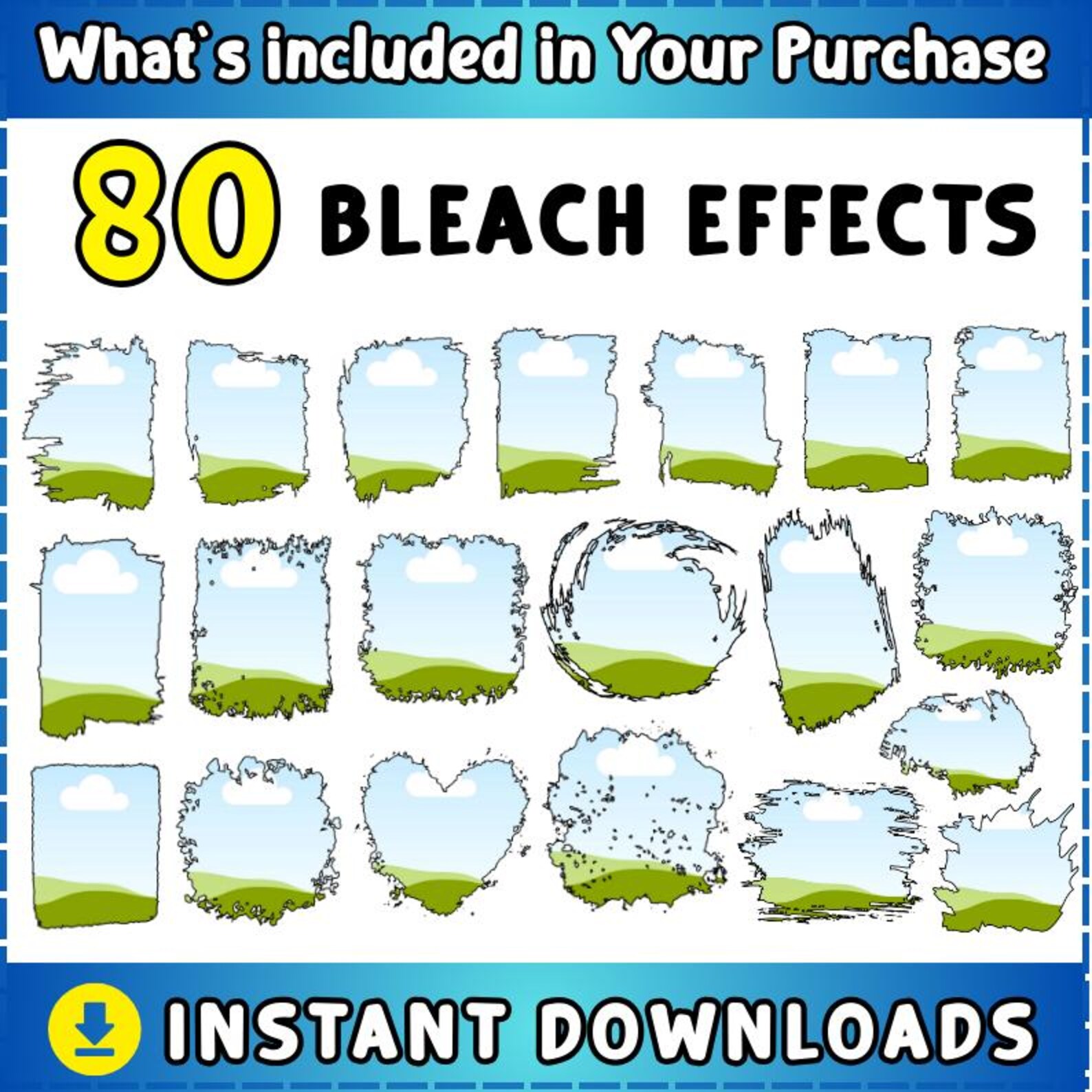 Bleach Effect, Bleach Effect Distressed Edge Canva Frames Bundle ...