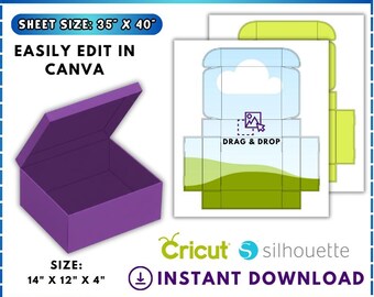 Mailer Box Template, Editable Box Template, Mailer Packaging Box , Gift Box, Editable Canva Shipper Mailer Box Template, Canva drag and drop
