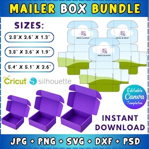 Mailer Box Template Bundle, Editable Mailer Packaging, Gift Box Design, Party Favor Box, Packaging Box, Box Svg, Editable Canva Drag & drop
