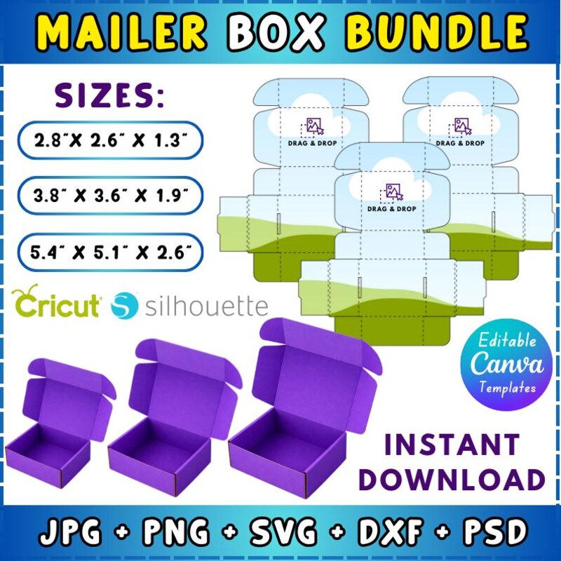 Boxed Pdf Mailer Box Templates - Etsy