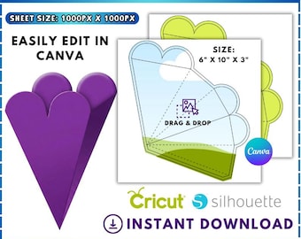 Pyramid boxes, Cone Box Template, Pyramid Gift Box Template, Favor Box Template, Party Favor Box, Candy Box Template, DIY, Canva Drag & drop