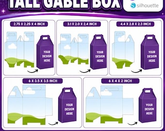 Tall Gable Box Template Bundle, Gable Box, Party Favor Box, Gift Box SVG, Tall Box Template, Editable Canva Drag & drop, (Digital Download)