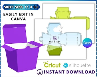 DIY Gift Box Template, Baby Shower Gift Box Template, Box Template SVG, Party Box Template Party Favor Template Kids Activity Canva Template