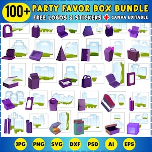 100+ Party Favor Box Template Bundle, Mega Box Template Bundle, Box Template Svg, Party Favor Box, Paper Box, DIY Box, Printable SVG, Cricut