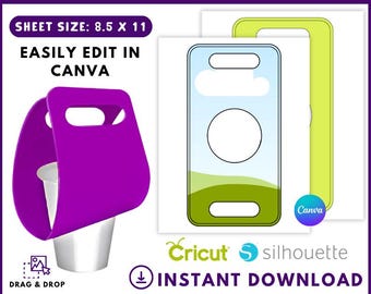 Cup Holder Template, Coffee Cup Carrier Template, Gift Box Template, Custom Cup Holder, Coffee Cup Carrier, Editable Canva Drag & drop, DIY