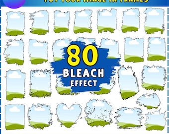 Bleach Effect, Bleach Effect Distressed Edge Canva Frames Bundle, Editable Paint Splash Photo Frames Canva Frame, Editable Canva Drag & Drop