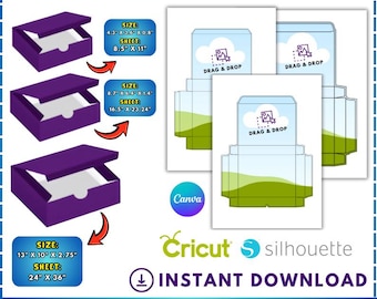 Rectangle Box Template Bundle, Shallow Box Template, DIY Rectangle Box, Gift Box Template, Shipping Box, Party Favor Box, Canva Drag & drop