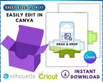 Business Card Box Template, Business Card Box SVG Template, Business Card Holder, Business Card Packaging, DIY Box SVG, Canva drag and drop