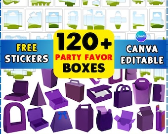 Mega Box Template Bundle, 120+ Party Favor Box Templates, Box Template Svg, Party Favor Box, Paper Box, DIY Box, Gift Box, Canva Drag & drop