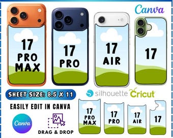 iPhone 17 Case Template, iPhone 17 Pro Max, iPhone Sublimation Case, DIY Phone Case Template, Air Case Template, Editable Canva Drag & drop