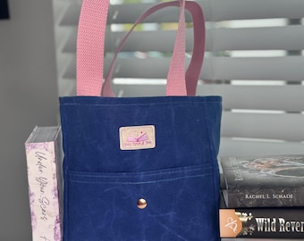 Handmade Waxed Canvas Bookish Tote: small size