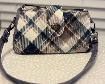 Handmade Plaid Crossbody Bag | Zippered Shoulder Purse | Small Everyday Bag | Neutral Checkered Handbag | Fall Purse | Gift for Her