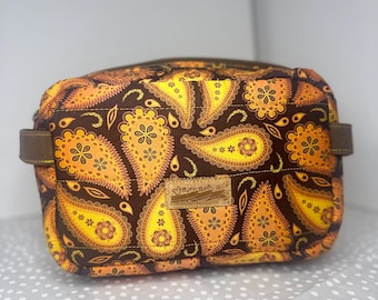 Chunky Quilted Makeup Bag | Large Handmade Cosmetic Bag | Paisley Toiletry Bag | Travel Toiletry Organizer | Zipper Cosmetic Pouch | Gift
