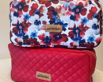 Large Makeup Bag, Travel Cosmetic Bag, Boxy Toiletry Organizer, Handmade Makeup Pouch, Quilted or Floral Cosmetic Case, MimiMade