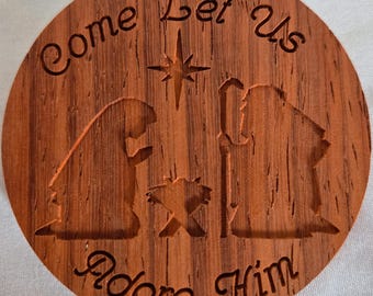 Ornamento Maria Giuseppe Gesù - Finitura in legno naturale