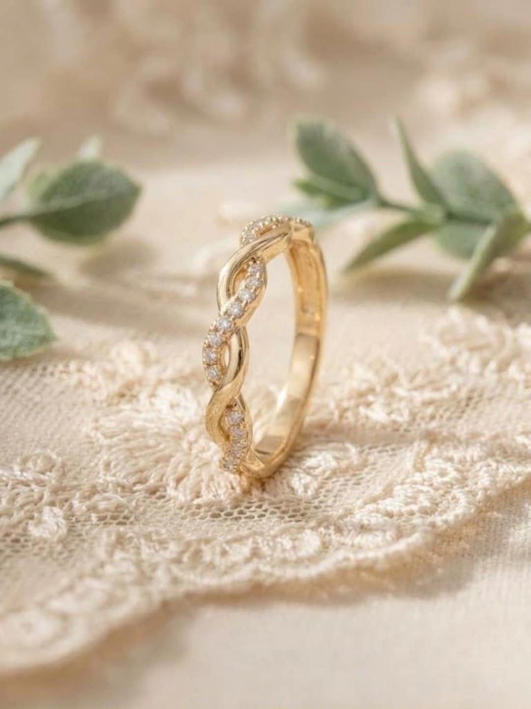 Infinity Barid 14K Solid Gold Braid Ring, 925 Sterling Silver Braid Ring, Infinity ...