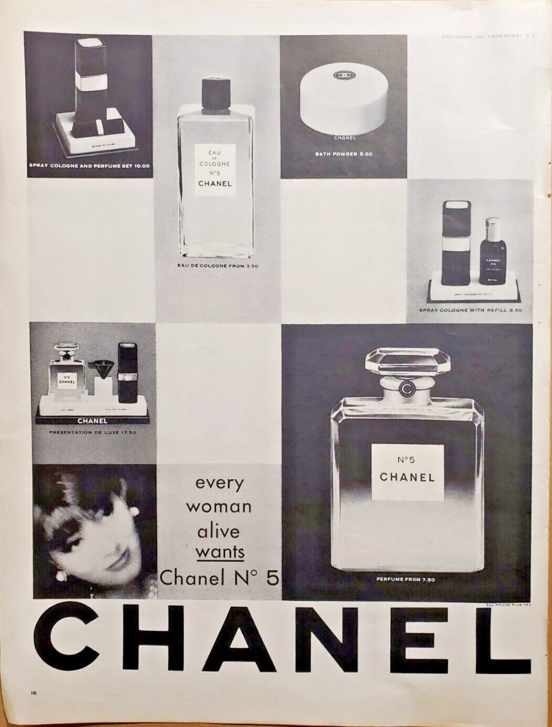 Vintage 1961 Every Woman Alive Wants Chanel No. 5 Print Ad - Etsy
